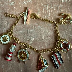 Nautical Charm Bracelet with Gold Chain